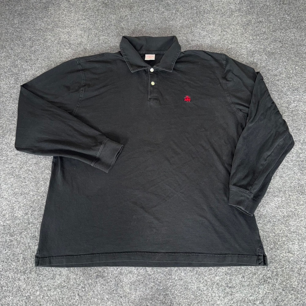 Brooks Brothers Mens XL Black Long Sleeve Polo Shirt Cotton Golf Preppy Pullover